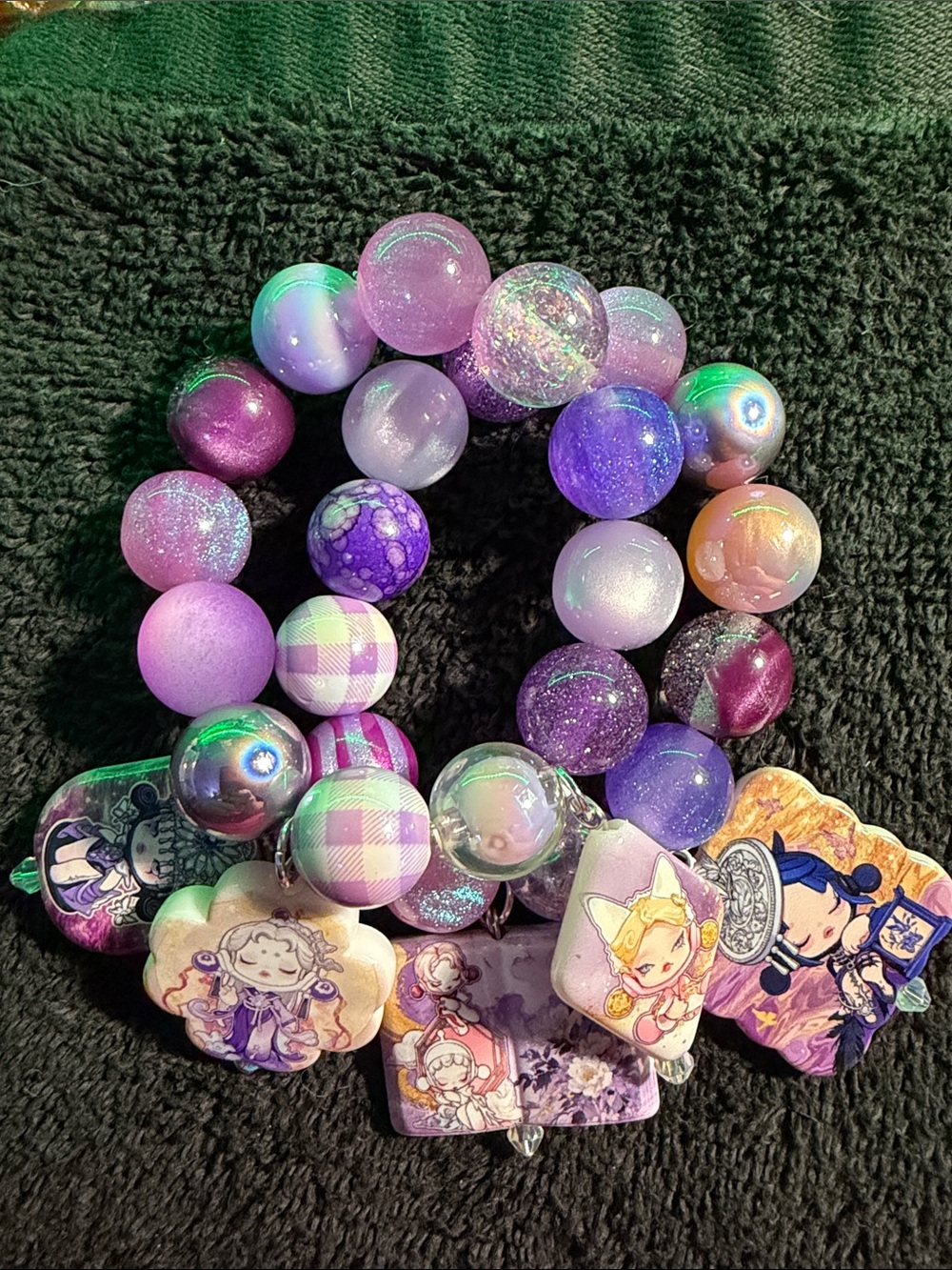 SP Purple and Lavender  Beaded Stretch Bracelet Set